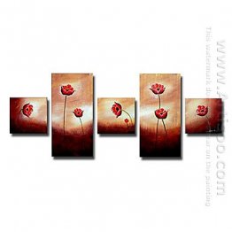 Hand-painted Floral Oil Painting - Set of 5