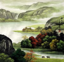 Bergen, water - Chinees schilderij