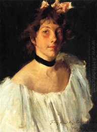 Portrait Of A Lady In A White Dress Aka Miss Edith Newbold