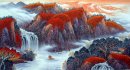 Montanha e cachoeira - Pintura Chinesa