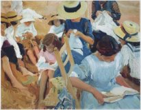 On The Sands At Zarauz Beach 1910