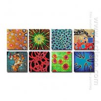 Hand-painted Abstract Oil Painting - Set of 8