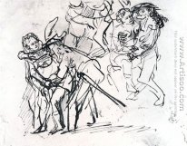 Three Sketches Of The Prodigal Son With A Whore (detail)