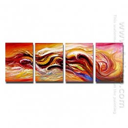 Hand-painted Abstract Oil Painting - Set of 4