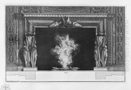 Fireplace On Each Side Two Standing Figures A Naked And Draped A