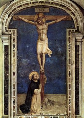 Saint Dominic som älskar The Crucifixion 1442