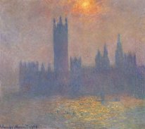 Houses of Parliament Effect van Zonlicht In De Mist