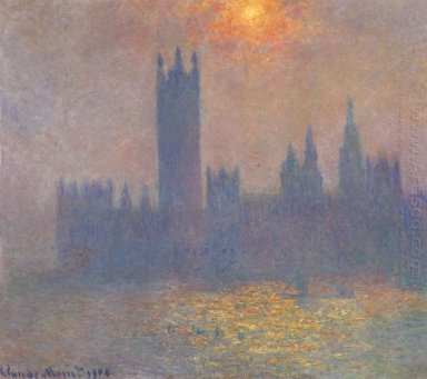 Houses Of Parliament effet du soleil dans le brouillard