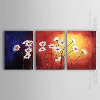 Een handgeschilderd olieverfschilderij Floral - Set van 3