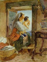 Italian Woman With A Child By A Window