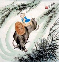 Child ring a cow-Niu - Chinese Painting