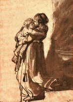 Woman Carrying A Child Downstairs 1636