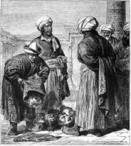 Turkmener Representera War troféer att Khiva Khan 1868