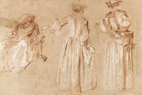 three studies of a lady with a hat