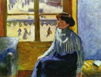 Junge Frau vor dem Fenster 1898