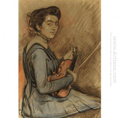 Renee Druet Dengan Violin 1910