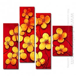 Hand-painted Floral Oil Painting - Set of 4