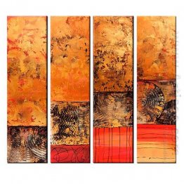 Hand-painted Abstract Oil Painting - Set of 4