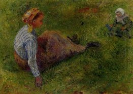 peasant sitting with infant 1881