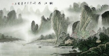 Montanha e cachoeira - pintura chinesa