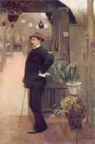 O pintor Miguel Utrillo nos jardins do Moulin de la Ga