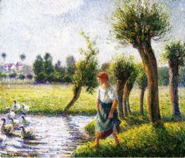 peasant woman watching the geese 1890