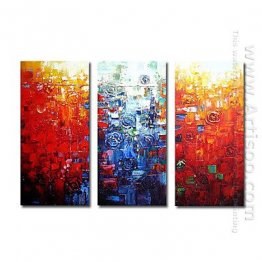 Hand-painted Abstract Oil Painting - Set of 3