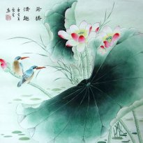 Lotus & Bird - kinesisk målning