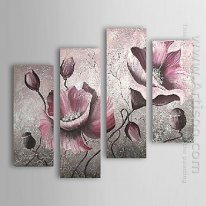 Hand-painted Floral Oil Painting - Set of 4