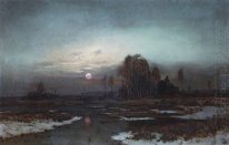 autumn landscape with a swampy river in the moonlight 1871