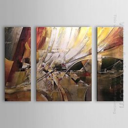 Hand-painted Abstract Oil Painting - Set of 3