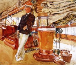 Captain Herbert M Sears On Deck Of The Schooner Yacht Constellat