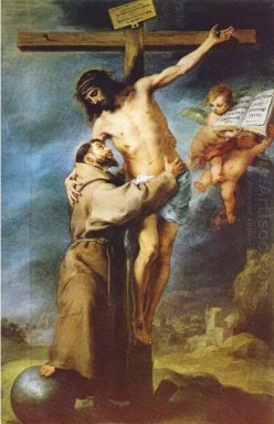 San Francesco d\'Assisi che abbraccia il Crocifisso