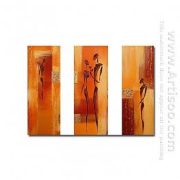 Hand-painted Abstract Oil Painting - Set of 3