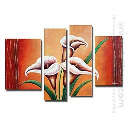 Hand-painted Floral Oil Painting - Set of 4