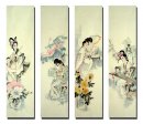 Mooie dames, set van 4 - Chinees schilderij