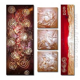 Hand-painted Abstract Oil Painting - Set of 5