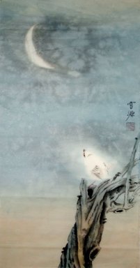 Birds & Lua - Pintura Chinesa