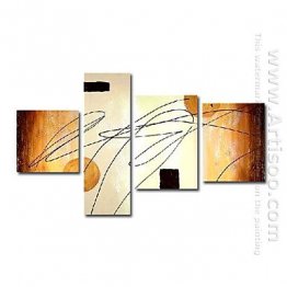 Hand-painted Abstract Oil Painting - Set of 4