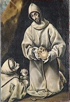 St Francis och broder Leo mediterar på Död 1600-1602