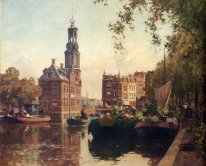 The Flowermarket On The Singel, Amsterdam, With The Munttoren Be