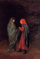 Dante en vergilius bij de ingang naar de hel 1858