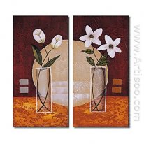 Tangan-Dicat Floral Oil Painting - Set 2