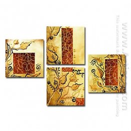 Hand-painted Abstract Oil Painting - Set of 4