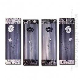 Hand-painted Floral Oil Painting - Set of 4