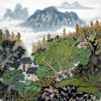 A Courtyard in the Mountain - Chinese Painting