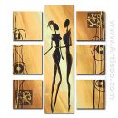 Hand-painted Abstract Oil Painting - Set of 7