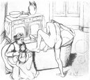 Nude Getting Into The Bath Beside The Grandmother Sentada 1908