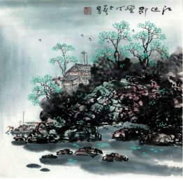 A woodern houses - Chinese Painting