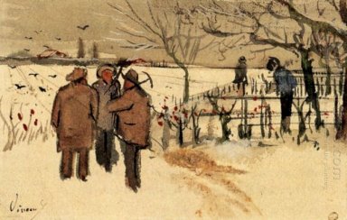 Bergmänner in den Schnee-Winter 1882